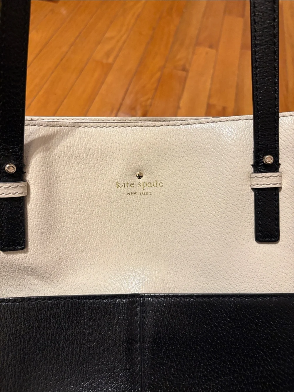 kate spade Two-Tone Black and Cream Leather Tote
